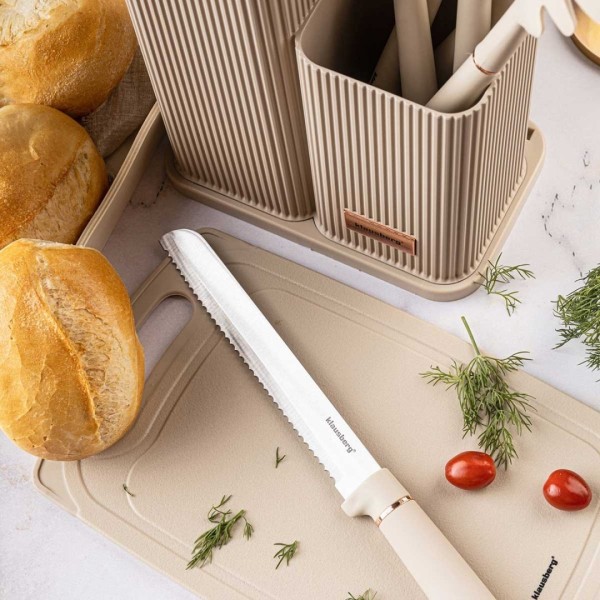 Zestaw noży i przyborów kuchennych Klausberg KB-7935 (z deską w stojaku)
