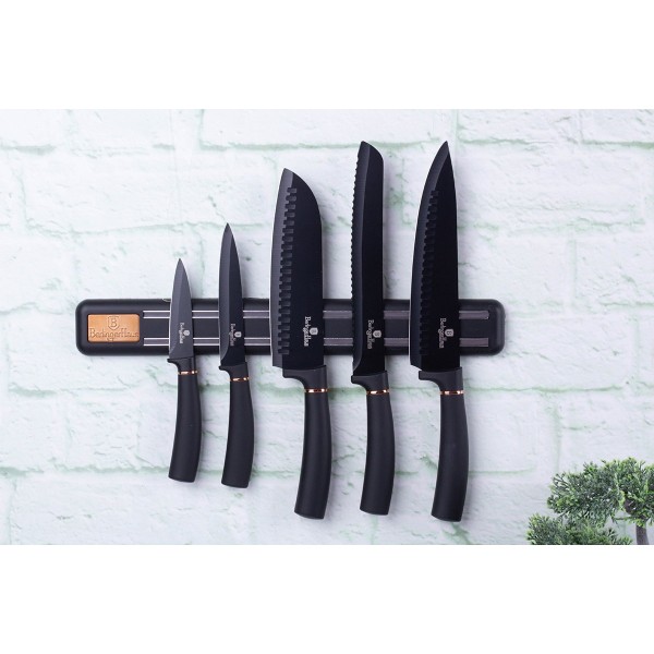 НАБІР З 5 КУХОННИХ НОЖІВ З ЛЕЗОМ BERLINGER HAUS BH-2535 ЧОРНА ТРОЯНДА