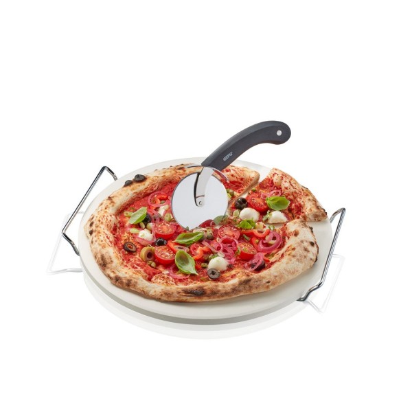 Zestaw: nóż do pizzy i kamień ze stojakiem Gefu DARIOSO (okrągły)