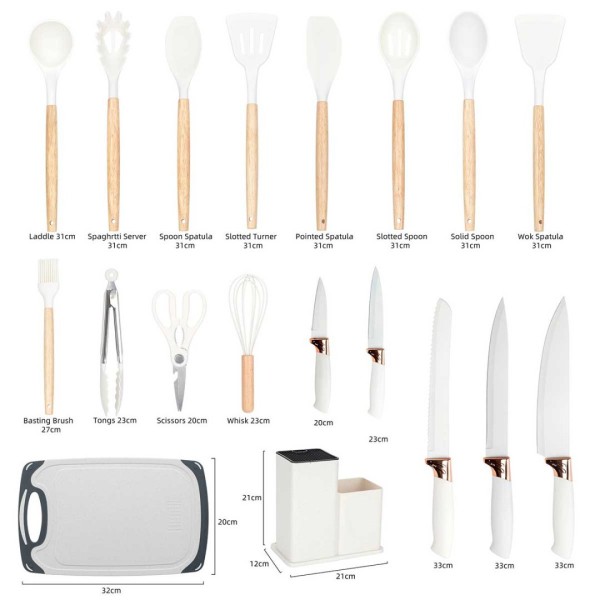 НАБІР З 19 НОЖІВ ТА КУХОННОГО НАЧИНАННЯ В ПІДСТАВЦІ E-6071