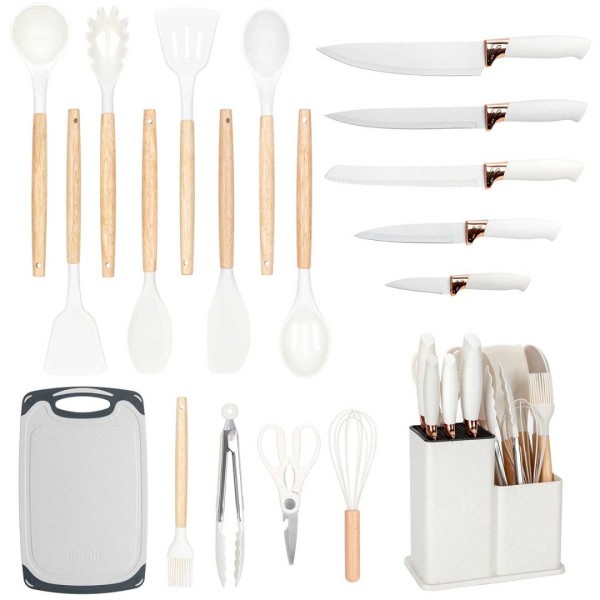 НАБІР З 19 НОЖІВ ТА КУХОННОГО НАЧИНАННЯ В ПІДСТАВЦІ E-6071