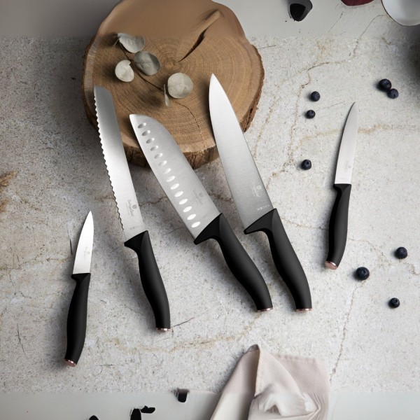Набір із 6 ножів з магнітною смужкою BerlingerHaus Black Rose BH-2942