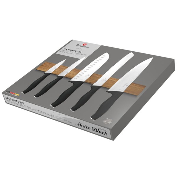 НАБІР З 5 КУХОННИХ НОЖІВ З ЛЕЗОМ BERLINGER HAUS BH-2943 МАТОВИЙ ЧОРНИЙ