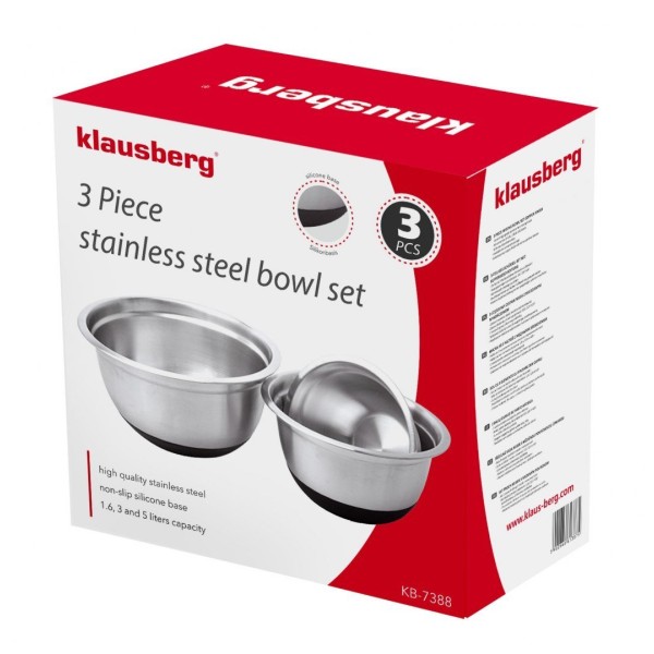 Zestaw misek Kinghoff KB-7388 (3 szt., stal z silikonową podstawą)