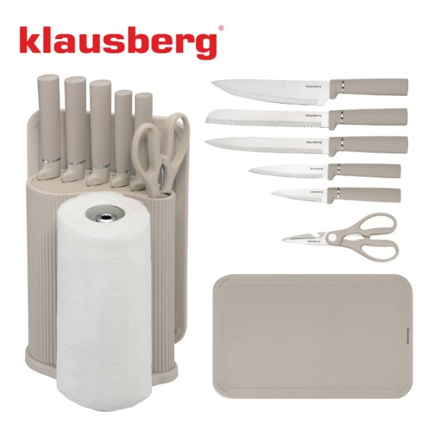 Zestaw noży kuchennych Klausberg KB-7979 (ze stojakiem i deską)