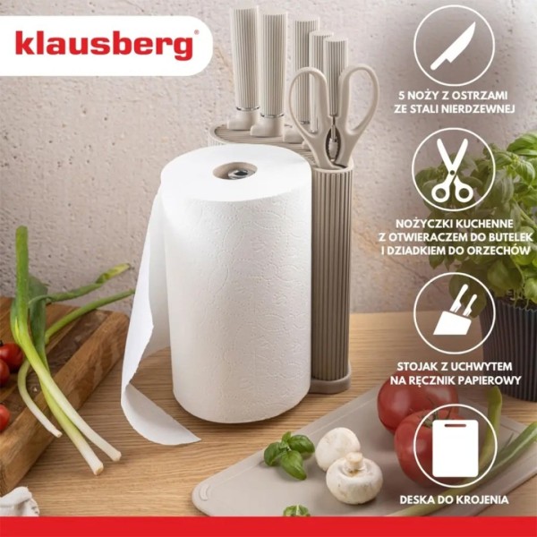 Zestaw noży kuchennych Klausberg KB-7979 (ze stojakiem i deską)