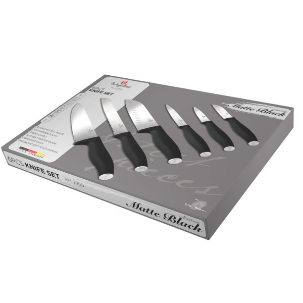 НАБІР З 6 КУХОННИХ НОЖІВ BERLINGER HAUS BH-2950 МАТОВИЙ ЧОРНИЙ