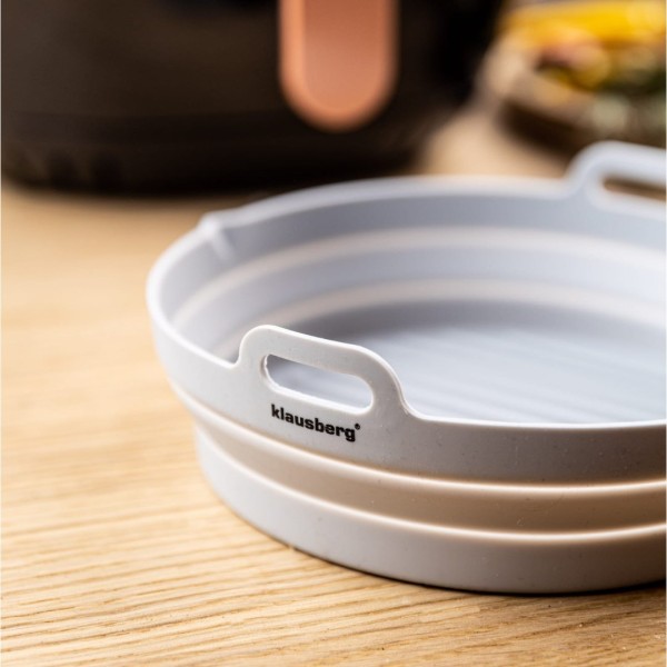 НАБІР СИЛІКОНОВИХ ВСТАВОК ДЛЯ ФРИТЮРНИЦІ БЕЗ ЖИРУ, 2 ШТУКИ, КРУГЛІ, 20 СМ, СКЛАДНІ, KLAUSBERG KB-7789