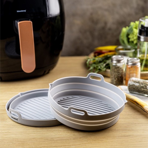 НАБІР СИЛІКОНОВИХ ВСТАВОК ДЛЯ ФРИТЮРНИЦІ БЕЗ ЖИРУ, 2 ШТУКИ, КРУГЛІ, 20 СМ, СКЛАДНІ, KLAUSBERG KB-7789