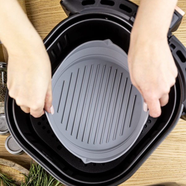 НАБІР СИЛІКОНОВИХ ВСТАВОК ДЛЯ ФРИТЮРНИЦІ БЕЗ ЖИРУ, 2 ШТУКИ, КРУГЛІ, 20 СМ, СКЛАДНІ, KLAUSBERG KB-7789