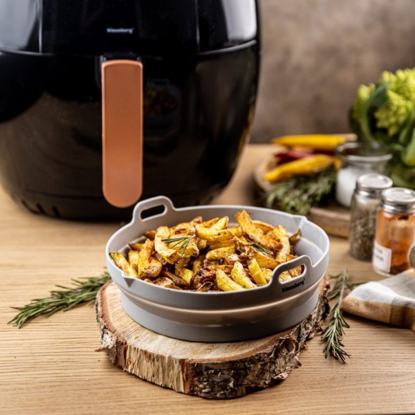 НАБІР СИЛІКОНОВИХ ВСТАВОК ДЛЯ ФРИТЮРНИЦІ БЕЗ ЖИРУ, 2 ШТУКИ, КРУГЛІ, 20 СМ, СКЛАДНІ, KLAUSBERG KB-7789