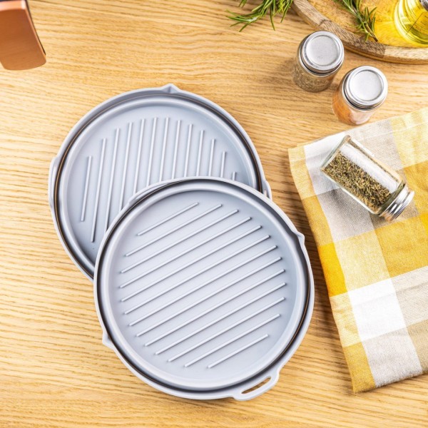 НАБІР СИЛІКОНОВИХ ВСТАВОК ДЛЯ ФРИТЮРНИЦІ БЕЗ ЖИРУ, 2 ШТУКИ, КРУГЛІ, 20 СМ, СКЛАДНІ, KLAUSBERG KB-7789