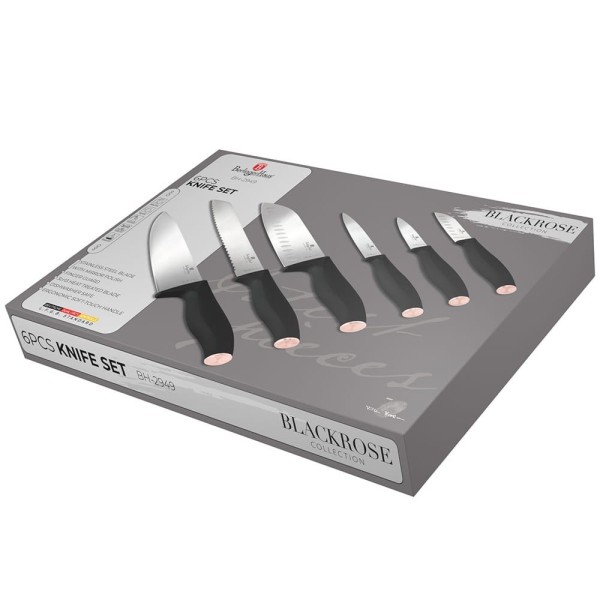 НАБІР ІЗ 6 КУХОННИХ НОЖІВ BERLINGER HAUS ЧОРНА ТРОЯНДА BH-2949