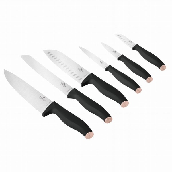 НАБІР ІЗ 6 КУХОННИХ НОЖІВ BERLINGER HAUS ЧОРНА ТРОЯНДА BH-2949