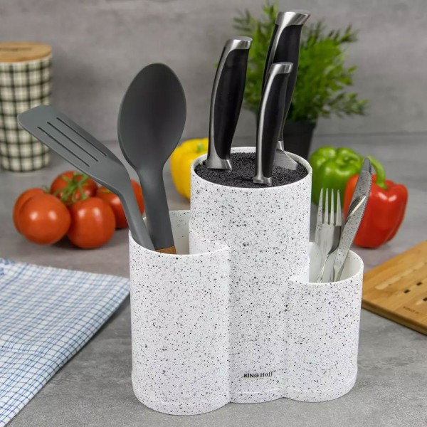 УНІВЕРСАЛЬНА ПІДСТАВКА ДЛЯ НОЖІВ KINGHOFF KH-1585 3-В-1 БІЛА