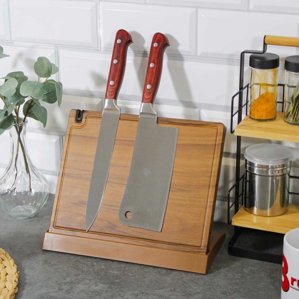 Stojak magnetyczny na noże Brunbeste 3770 (drewniany z ostrzałką)