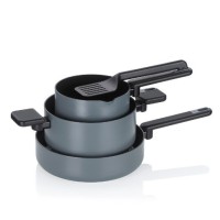 KELA - Набір з 3 горщиків, 5 предметів, темно-сірий, Mira