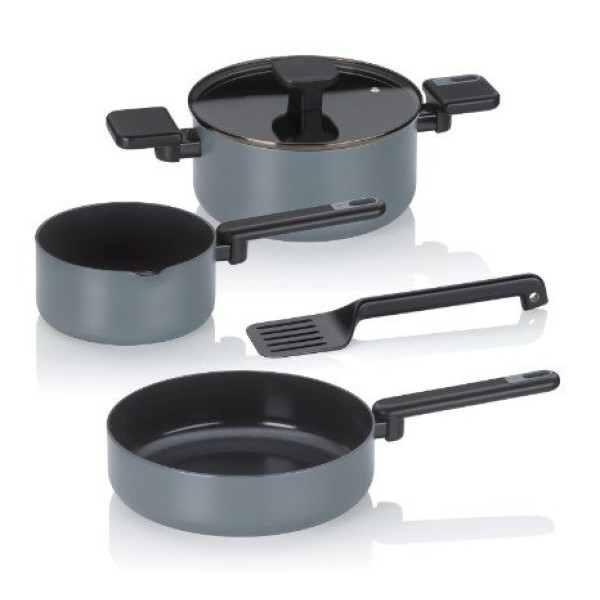 KELA - Набір з 3 горщиків, 5 предметів, темно-сірий, Mira