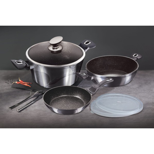 Набір посуду BERLINGER HAUS Carbon Pro BH-6905 з 6 предметів з гранітним покриттям