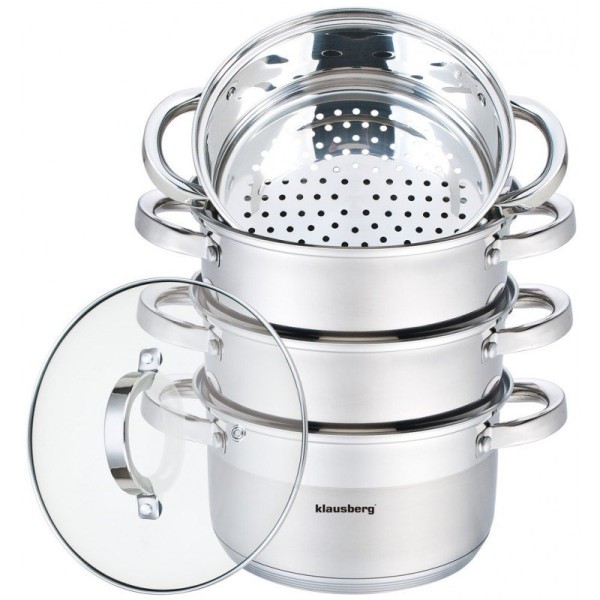 KLAUSBERG KB-7146 КАСТРУЛІ ДЛЯ ПРИГОТУВАННЯ НА ПАРІ 24 СМ 5 ШТУК