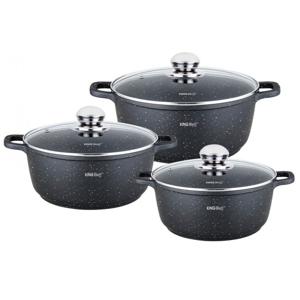НАБІР З 3 КАСТРУЛ 2, 3, 4, 5, 6,5 Л KINGHOFF KH-1606