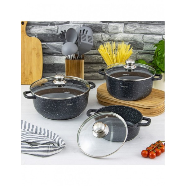 НАБІР З 3 КАСТРУЛ 2, 3, 4, 5, 6,5 Л KINGHOFF KH-1606