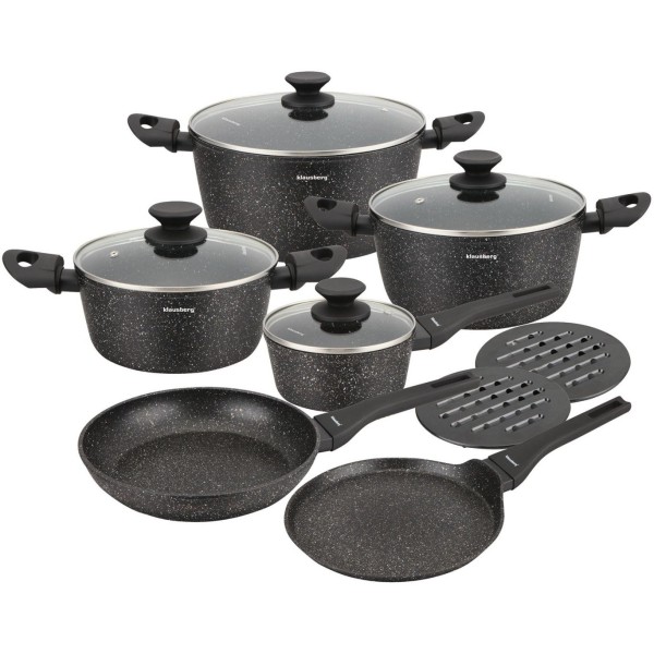 Набір посуду KLAUSBERG KB-7658 з мармуровим антипригарним покриттям, 12 предметів