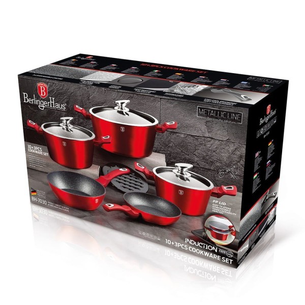 Набір з 13 горщиків BERLINGER HAUS METALLIC LINE BURGUNDY BH-7030