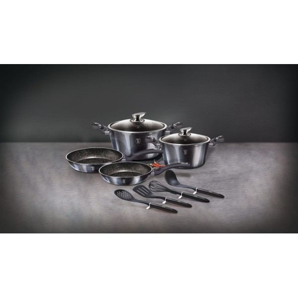 Набір посуду BERLINGER HAUS Carbon Pro BH-6917 з 10 предметів з гранітним покриттям