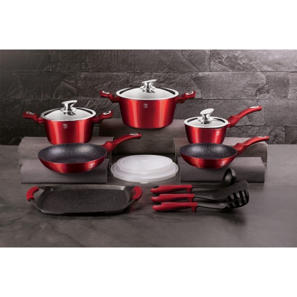 Набір горщиків BERLINGER HAUS METALLIC LINE BURGUNDY BH-6781 з 16 предметів