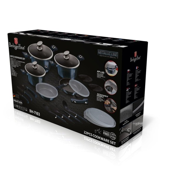 Набір посуду BERLINGER HAUS METALLIC AQUAMARIN BH-7183, 22 предмети