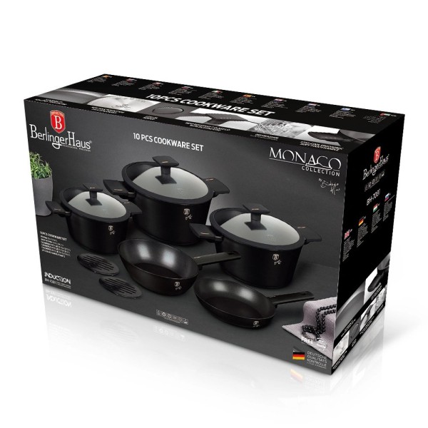Набір посуду BerlingerHaus BH-7081 Monaco / Black Rose Collection, 10 предметів