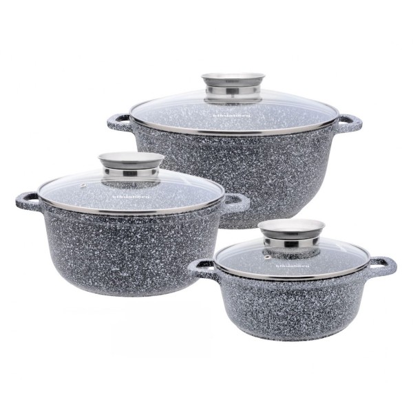 НАБІР З 3 ГОРЩИКІВ З МАРМУРОВОЮ ПОВЕРХНЕЮ 2, 3, 4, 5, 6,8 Л KLAUSBERG KB-7533