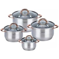 8-ПРЕДМЕТНІ СТАЛЕВІ КАСТРУЛІ KINGHOFF ROSEGOLD KH-1763