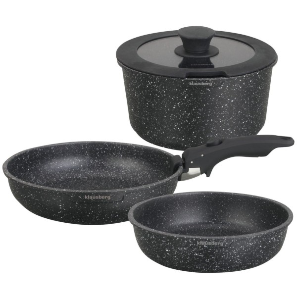 Набір посуду KLAUSBERG KB-7858 з мармуровим антипригарним покриттям, 5 предметів