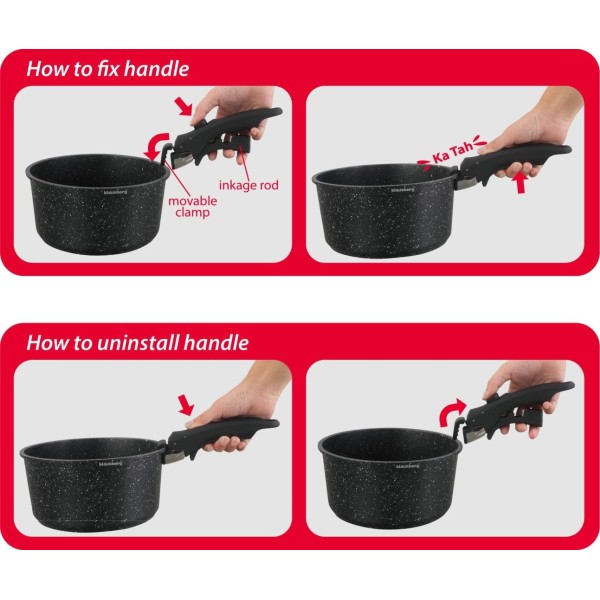 Набір посуду KLAUSBERG KB-7858 з мармуровим антипригарним покриттям, 5 предметів