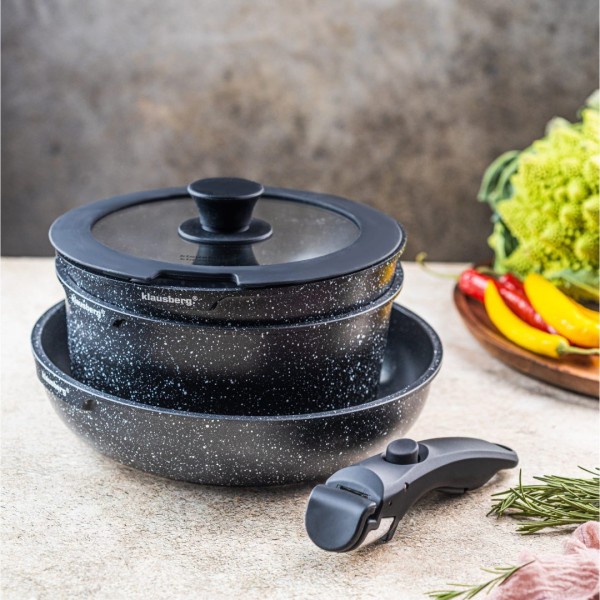Набір посуду KLAUSBERG KB-7858 з мармуровим антипригарним покриттям, 5 предметів