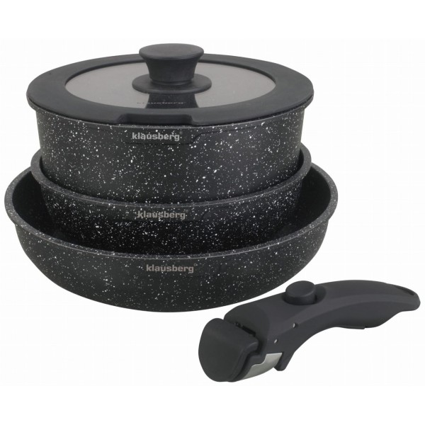 Набір посуду KLAUSBERG KB-7858 з мармуровим антипригарним покриттям, 5 предметів