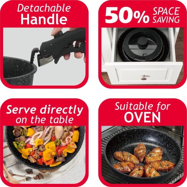 Набір посуду KLAUSBERG KB-7858 з мармуровим антипригарним покриттям, 5 предметів