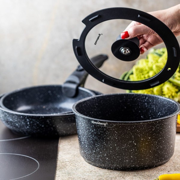 Набір посуду KLAUSBERG KB-7858 з мармуровим антипригарним покриттям, 5 предметів