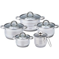 СТАЛЕВІ КАСТРУЛІ 10 ШТУК 1.7/2.1/2.9/3.9/6.6 Л KLAUSBERG KB-7696