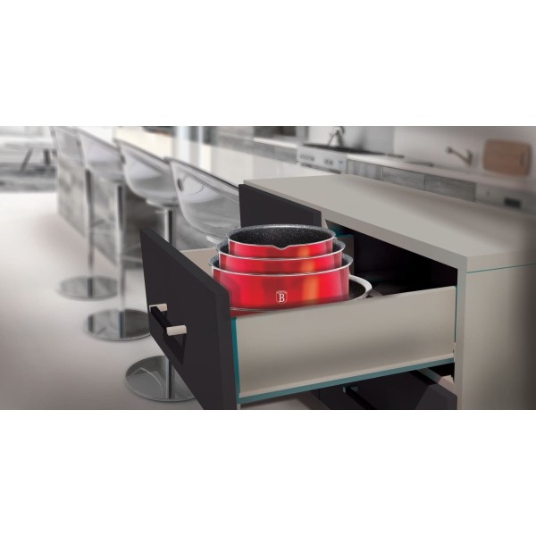 Набір каструль 12 предметів CLICK & COOK BERLINGER HAUS METALLIC LINE BURGUNDY BH-1674