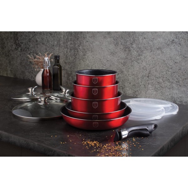 Набір каструль 12 предметів CLICK & COOK BERLINGER HAUS METALLIC LINE BURGUNDY BH-1674