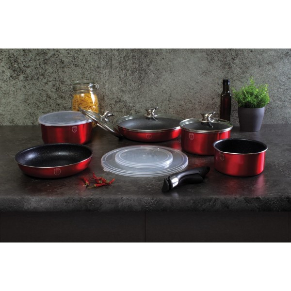 Набір каструль 12 предметів CLICK & COOK BERLINGER HAUS METALLIC LINE BURGUNDY BH-1674