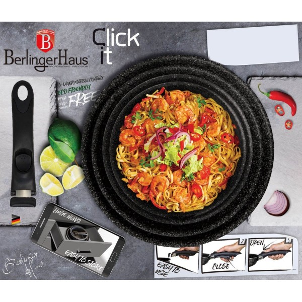 Набір каструль 12 предметів CLICK & COOK BERLINGER HAUS METALLIC LINE BURGUNDY BH-1674