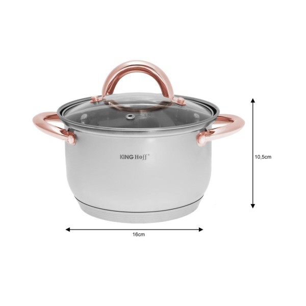 Сталеві каструлі KINGHOFF ROSEGOLD KH-1766 на 12 елементів