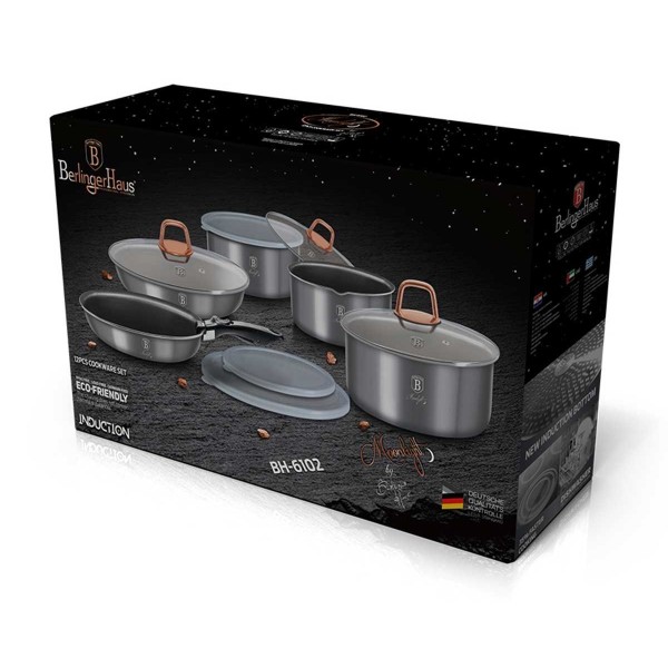 НАБІР ТИТАНОВОГО ПОСУДУ З 12 ПРЕДМЕТІВ BERLINGER HAUS MOONLIGHT BH-6102