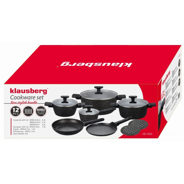 Набір посуду KLAUSBERG KB-7830 з антипригарним покриттям Magnum, 12 предметів