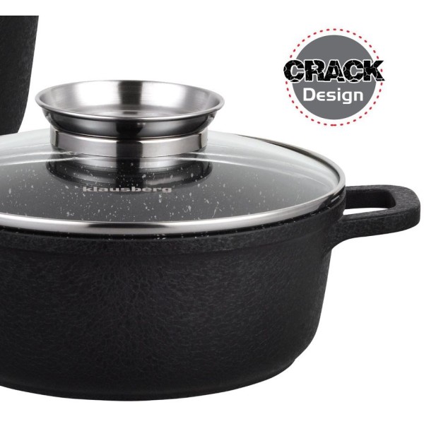 НАБІР З 4 ГРАНІТНИХ ГОРЩИКІВ 1,3/1,3/2,3/4,5 л (12 шт.) KLAUSBERG CRACK DESIGN KB-7360