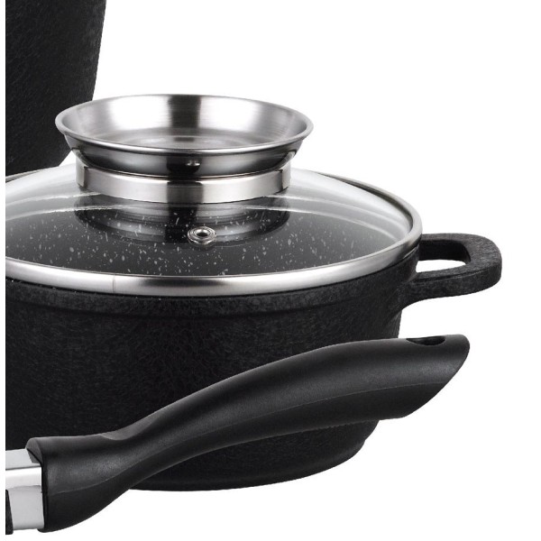 НАБІР З 4 ГРАНІТНИХ ГОРЩИКІВ 1,3/1,3/2,3/4,5 л (12 шт.) KLAUSBERG CRACK DESIGN KB-7360